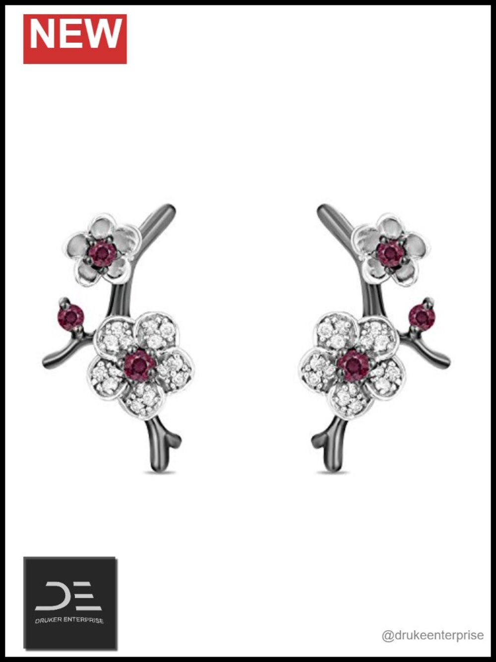 Sterling Silver Diamond Mulan Earrings Stud